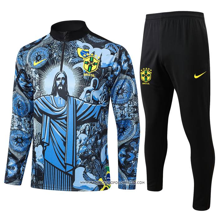 Tuta da Track Felpa Brasile Bambino Blu Jesus 24-25